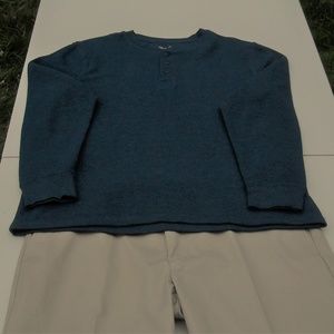 #110 FADED GLORY LONG SLEEVE WAFFLE HENLEY SHIRT
